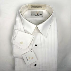 New Neil Allyn Men's White Dress Shirt Formal Long Sleeve Size M 36/37